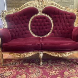 Red Wine Antique Loveseat 