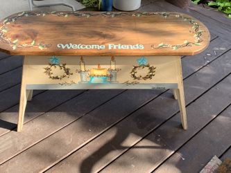 Hand painted wooden bench