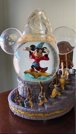 Disney Mickey Fantasia Music Box Vintage Snow Globe Sorcerer's Apprentice Hat