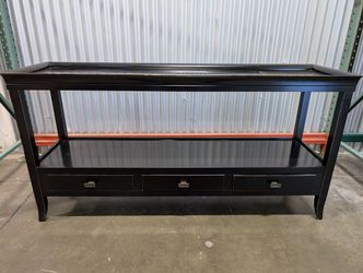 Dark Finish Console Table with Open Storage Shelf