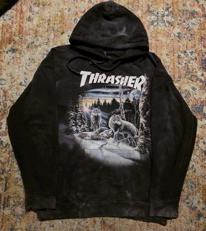 Thrasher x The Mountains 13 Wolfs Graphic Pullover Hoodie Sz X-Large