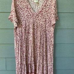 Knox Rose Women’s Size XL Pink Calico Prairie Floral Dress