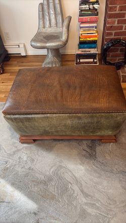 Leather and oak interior storage chest