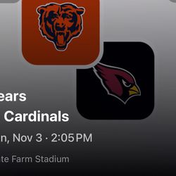 Chicago Bears At Arizona Cardinals Sec 135 row 10 And Sec 136 row 11.   