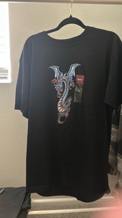 JNCO Jeans Dragon T-Shirt Black Graphic All Over Print USA Made Y2K Vintage L
