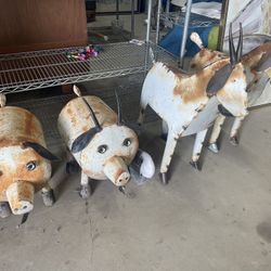 Yard Decor Metal Pig Goat