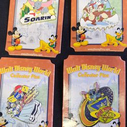4 Walt Disney World Collector Pins,  Stitch, Chip And Dale Mickey, Donald Duck 
