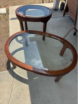 Two glass coffee tables