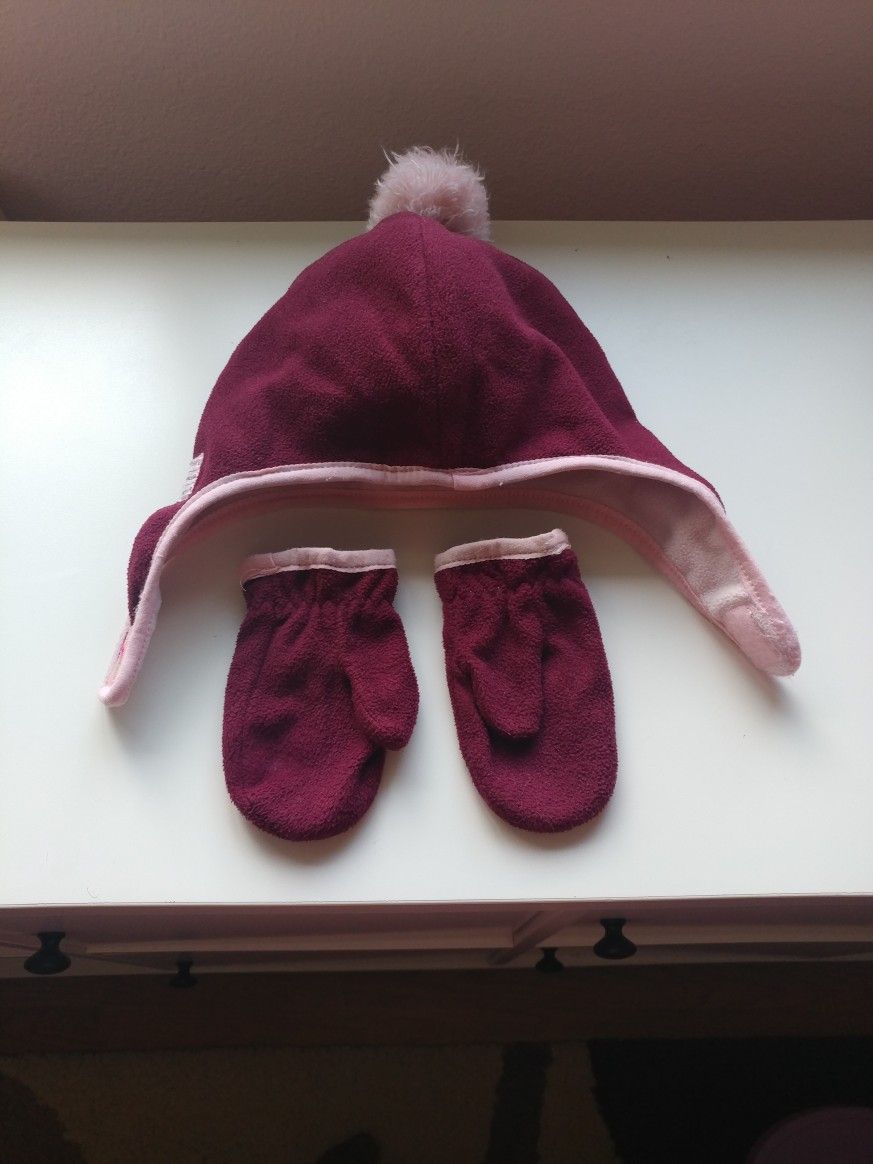 Toddler Girl Fleece Hat And Gloves