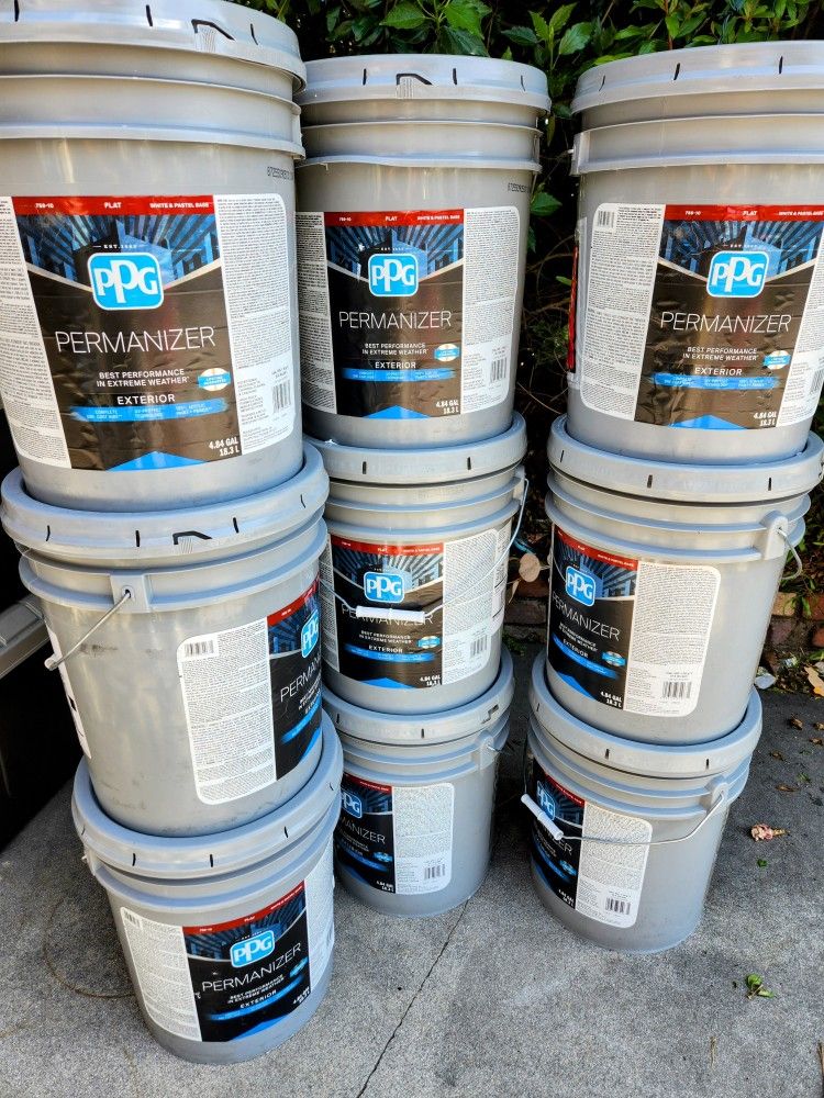PPG Permanizer 5 gal. Delicate White Acrylic Flat Exterior Paint & Primer (Tan, Cremita, Off-white)