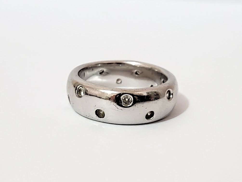 White Gold Filled on 925 Sterling Silver Sz 6.5 Dome Ring