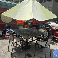 Pub Top Patio Outdoor Porch Set With Umbrella 
