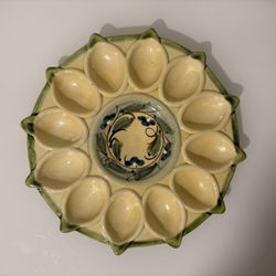Vintage Ceramic Deviled Egg Tray Yellow