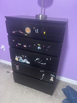 Free Black 5-Drawer Dresser with Stickers