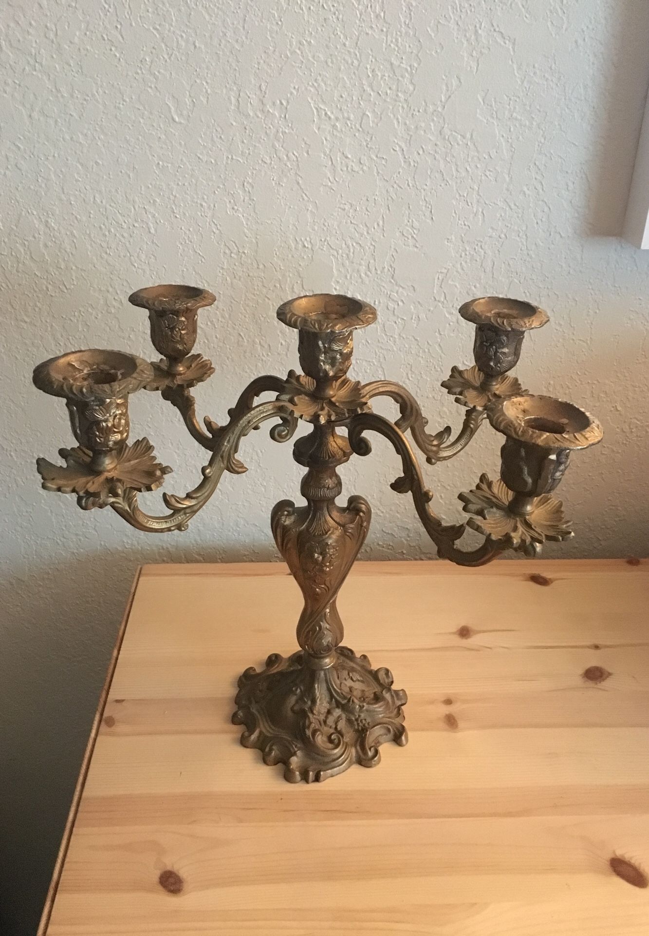 Antique solid brass Victorian candelabra
