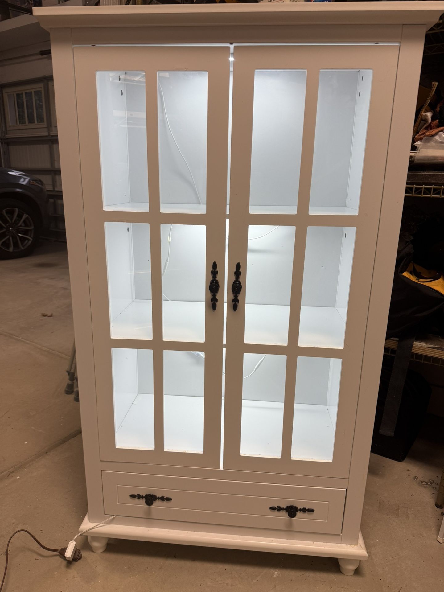 Contemporary Glass Door Cabinet With Lights