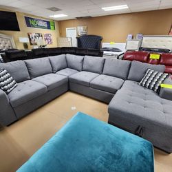 Grey Sectional Sleeper Pop Out And Storage Chaise Lou