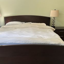 King Bed Frame, Nightstands, Vanity And Dresser