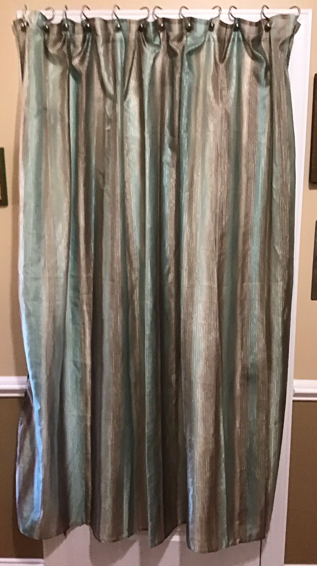 Bacova Polyester and Nylon Easy Care Teal & Espresso Striped Shower Curtain