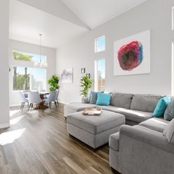 Large Chenille Sofa With Ottoman