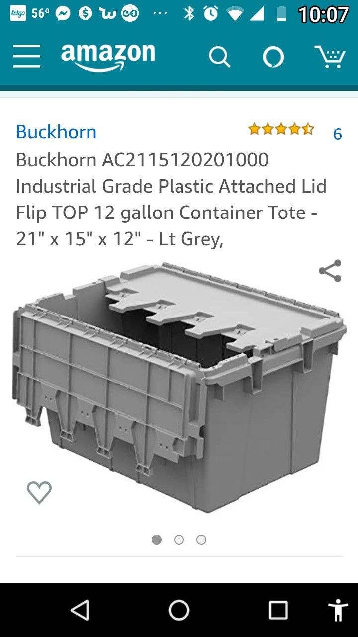 Gray Storage totes with attached lids