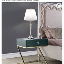 Two Green & Gold Nightstands 