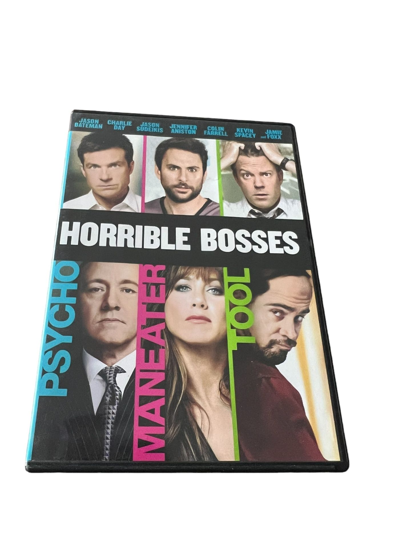 Horrible Bosses (DVD, 2011) Jennifer Aniston  This DVD of "Horrible Bosses" features Jennifer Aniston, Kevin Spacey, and a star-studded cast in a hila