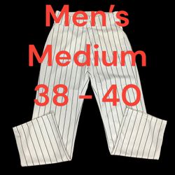 Men’s Alleson Medium 38 - 40 Baseball Softball Pants Stripe White Navy Unisex