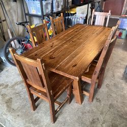 Solid wood Kitchen Table And 6 Chairs