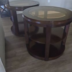 Mahogany wood end tables