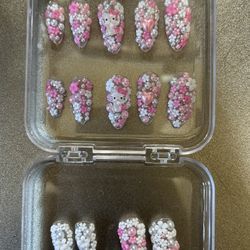 Hand Made Press On Nails - Hello Kitty