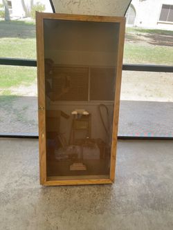 Guitar Display Case Cabinet Handmade Wood Glass Hinged