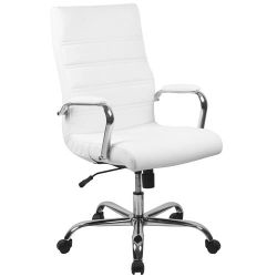 Flash Furniture High Back White LeatherSoft Office Chair With Wheels & Arms