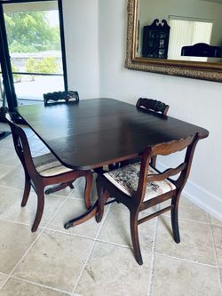 Antique drop leaf dining table and chairs (4).