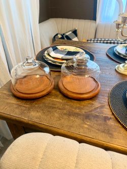 2 Teakwood Cheese Domes