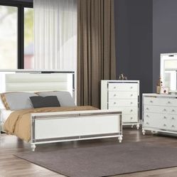 5pcs White Queen Bedroom Set