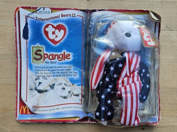 Vintage, TY Beanie Baby, Spangle The Bear, McDonalds, 1999 New In Box