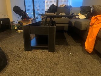 Black Lift-Top Coffee Table with Storage Shelf