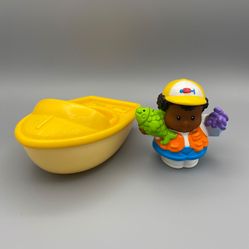 Fisher Price Little People Figure Fisherman Michael & Boat Vehicle
