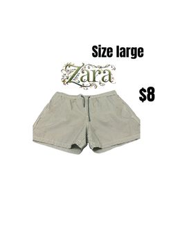 Zara Striped Drawstring Shorts Size Large excellent condition ❤️❤️091126 4
