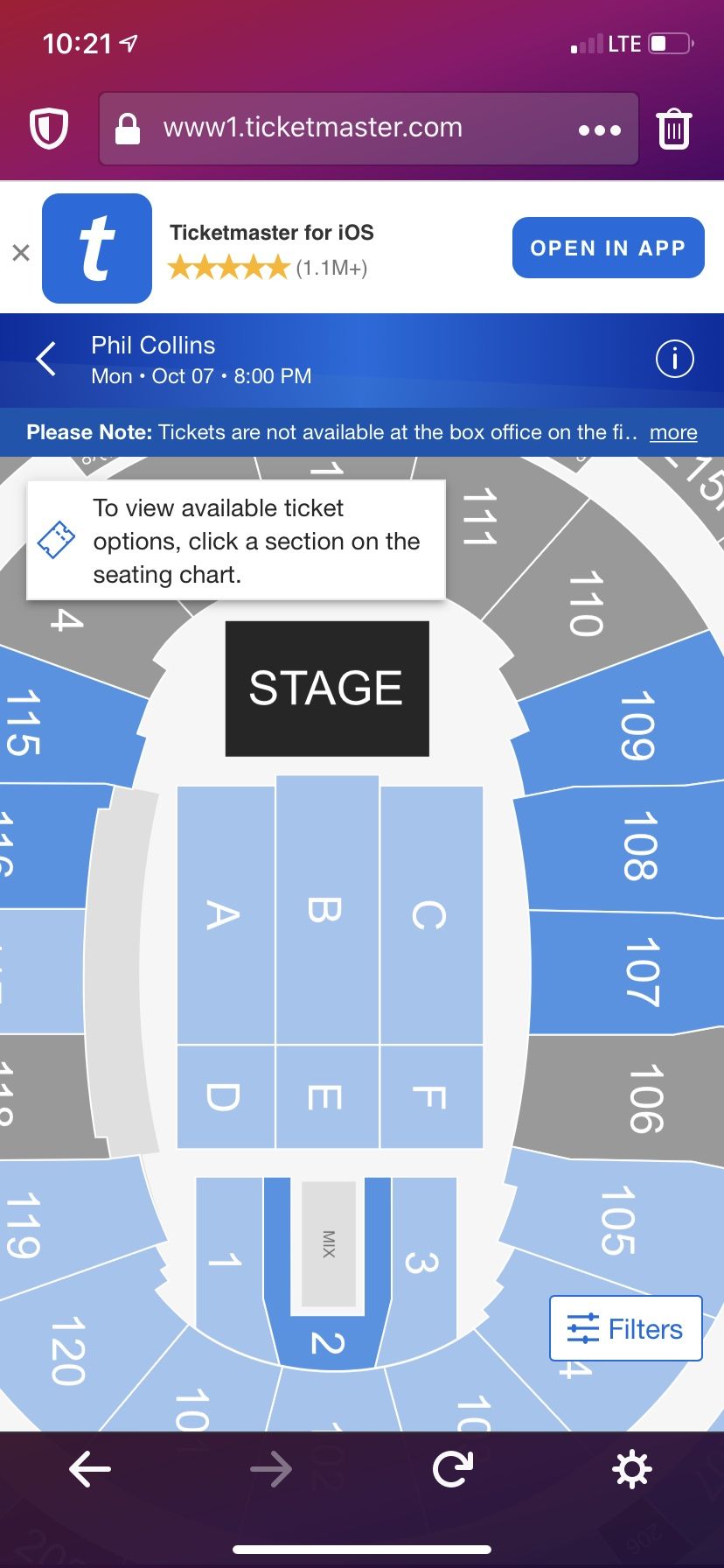 Phil Collins Floor tickets Section F row 3