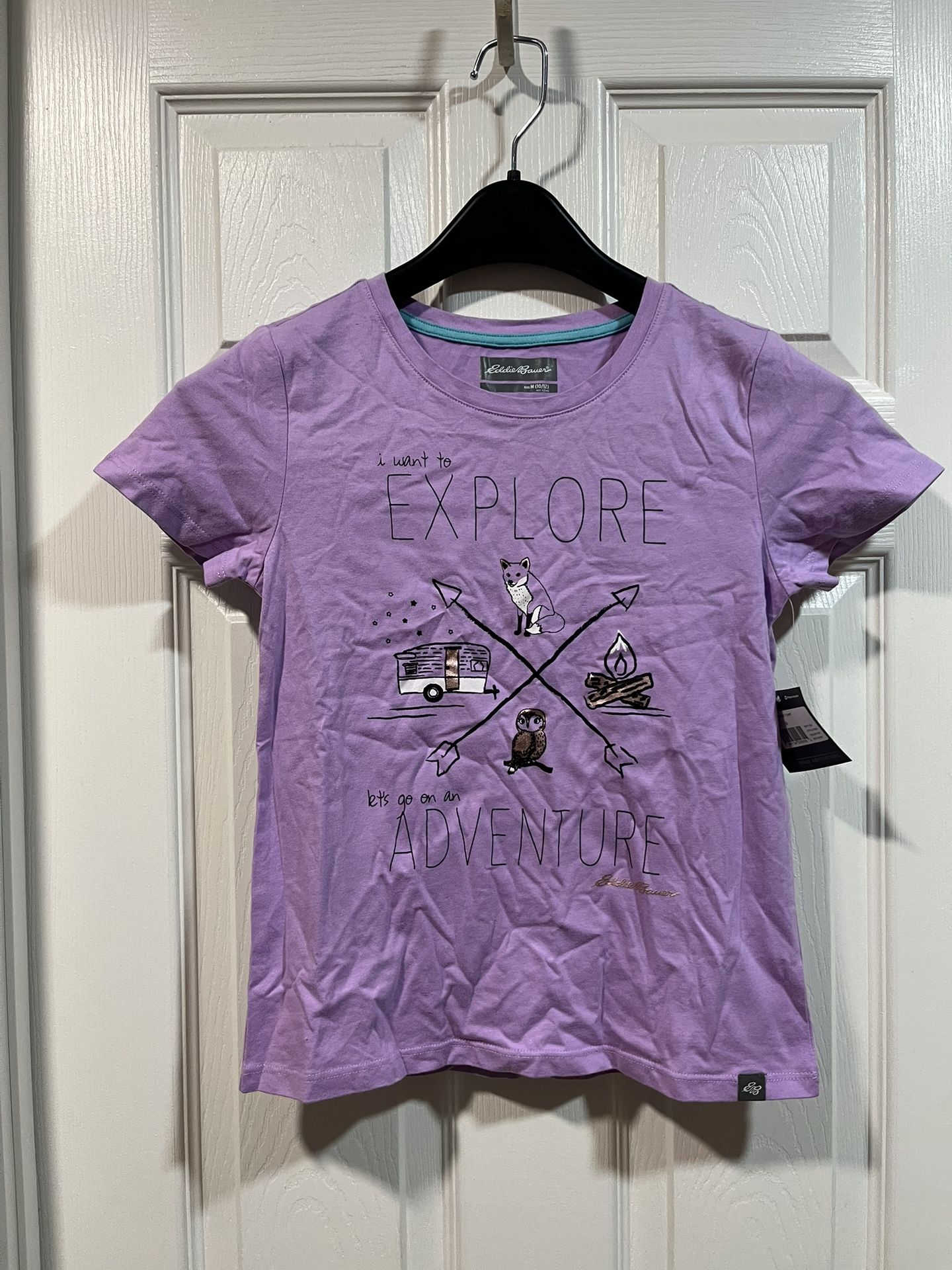 Eddie Bauer Girls Lilac Graphic Tee, Explore Theme, Size: M (10/12)