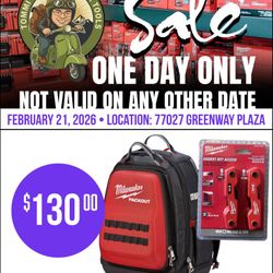 ONE DAY ONLY: Milwaukee Packout Backpack & Metric/SAE Hex Key Set