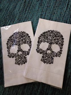 Floral Skull Hand Towels Set of 2