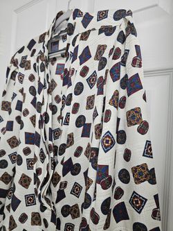 Westbound Vintage 80s Medallion Print Blouse Puffy Sleeve Crepe George