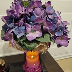 Silk Hydrangea Candle/ Vase