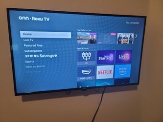 On 43" Roku TV excellent condition with remote