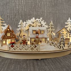 German Amsel Light Up Laser Cut Wood Winter Scene Snow Trees  Price is firm