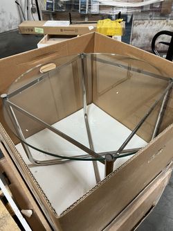 Van der Rohe / Knoll Silver And Glass End Table