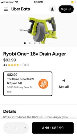 Ryobi One+ 18V Drain Auger